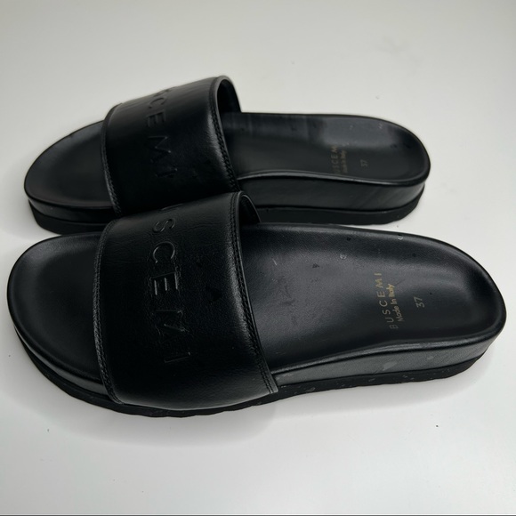 BUSCEMI Black Leather Slides Sandals Womens Size 37 EU 7 US - Picture 4 of 13